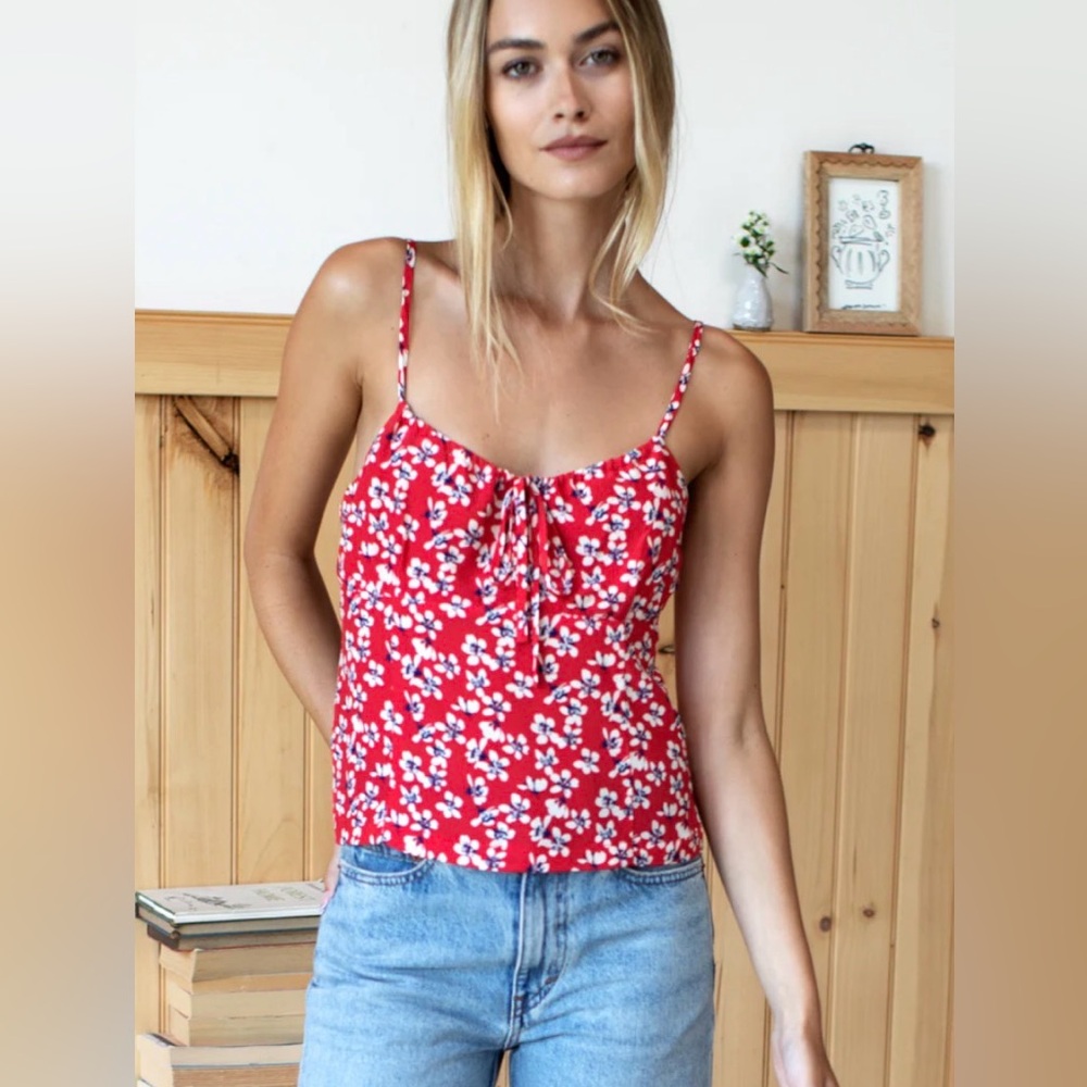 Emerson Fry Red Floral Tie-Front Camisole Top